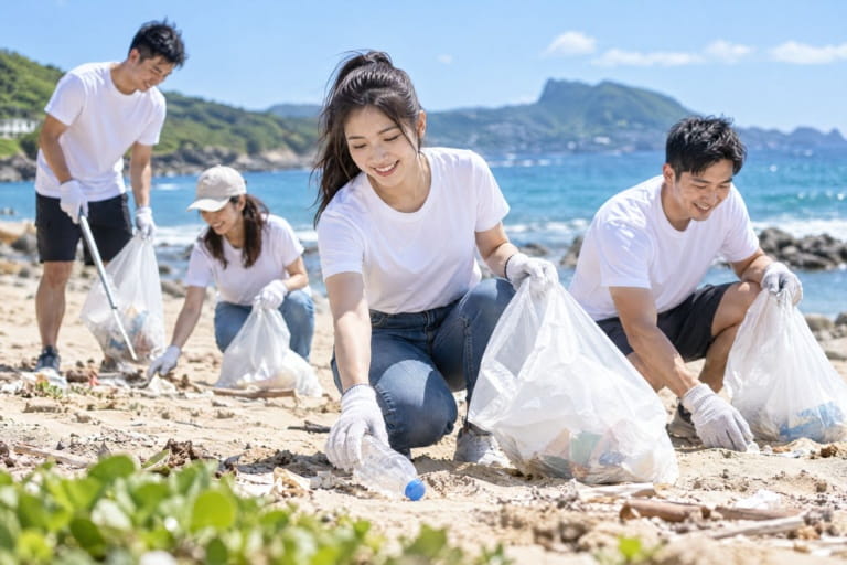 CSR 企業社會責任網站設計：企業志工在海灘淨灘