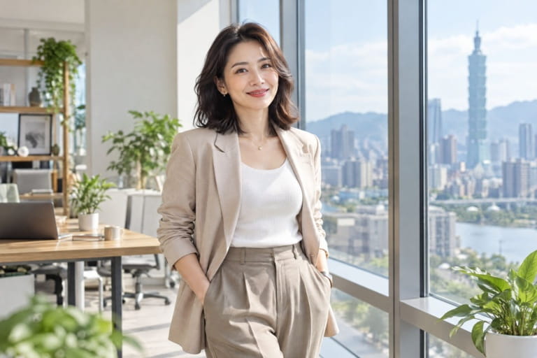 個人形象網站設計：專業顧問在辦公室窗邊的形象照